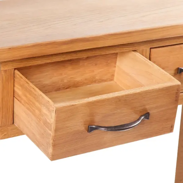 Konsoollaud 2 sahtliga, tammepuiduga, pruun, 83 x 30 x 73 cm – 3