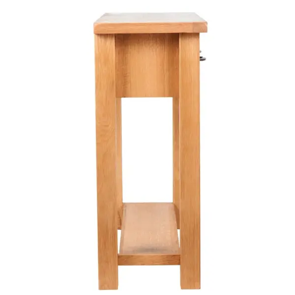 Konsoollaud 2 sahtliga, tammepuiduga, pruun, 83 x 30 x 73 cm – 5