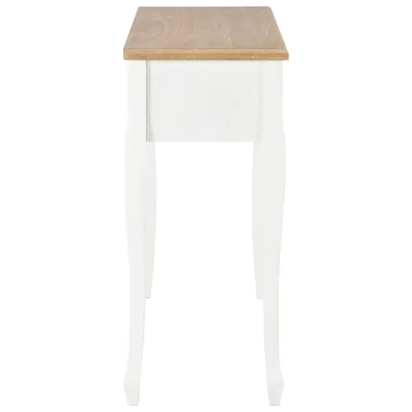 Valge-pruun konsoollaud kolme sahtliga, MDF ja männipuit, 100 x 35 x 78 cm – 4