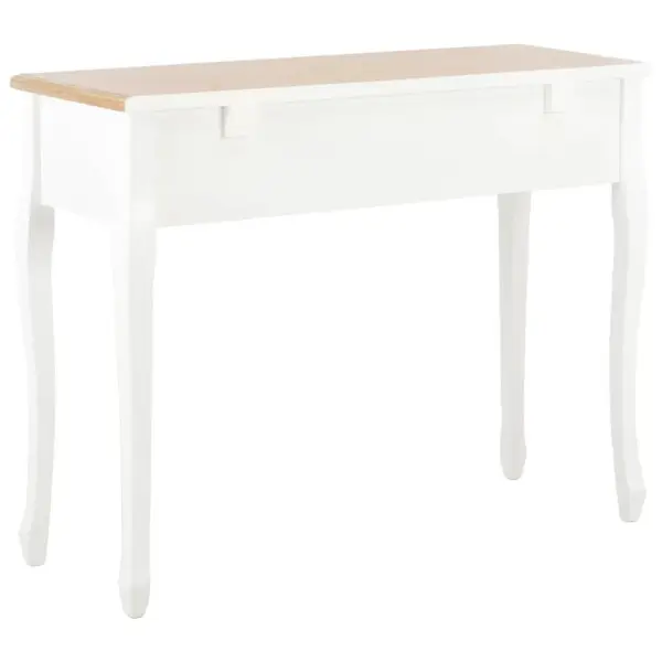 Valge-pruun konsoollaud kolme sahtliga, MDF ja männipuit, 100 x 35 x 78 cm – 5