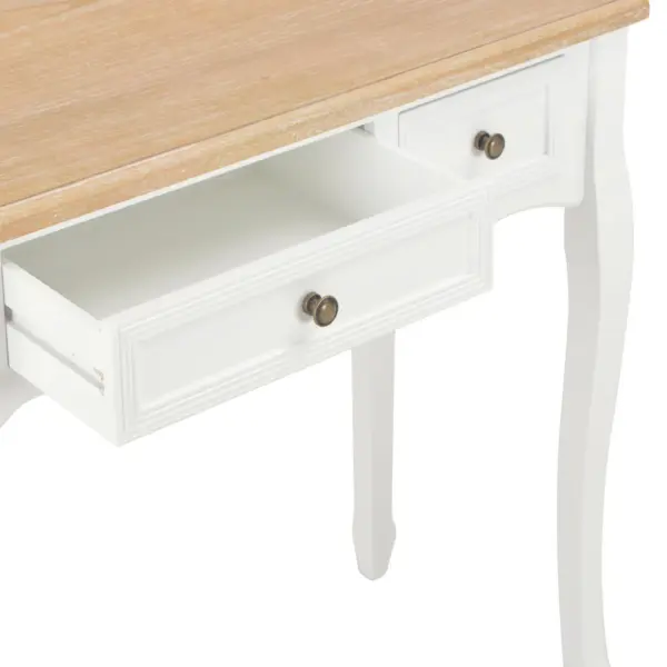 Valge-pruun konsoollaud kolme sahtliga, MDF ja männipuit, 100 x 35 x 78 cm – 7