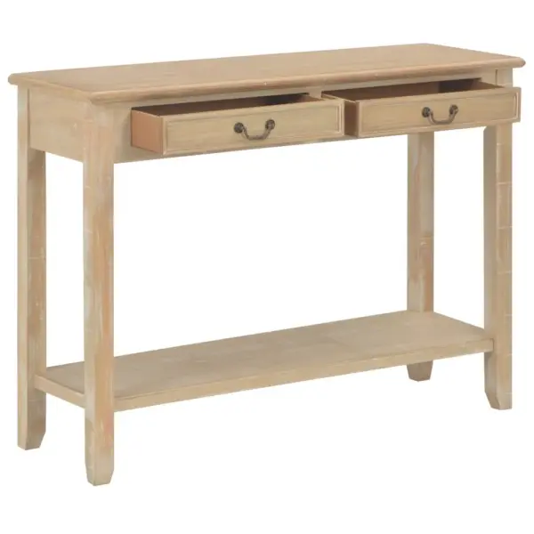 Naturaalset tooni konsoollaud kahe sahtli ja alumise riiuliga, 110 x 35 x 80 cm – 2