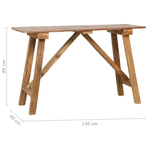 Maalähedane konsoollaud taaskasutatud segapuust, pruun, 130 x 40 x 80 cm – 8