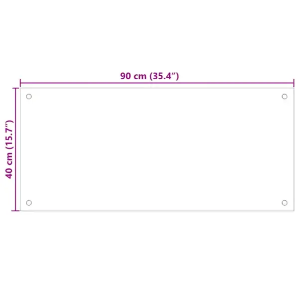 Karastatud klaasist köögi pritsmekaitse, läbipaistev, 90 x 40 cm, 6 mm – 10