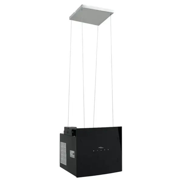 Vabalt rippuv köögisaare õhupuhasti puutetundliku LCD-ga, must karastatud klaas, 38 x 37,5 x (35–128,5) cm – 2