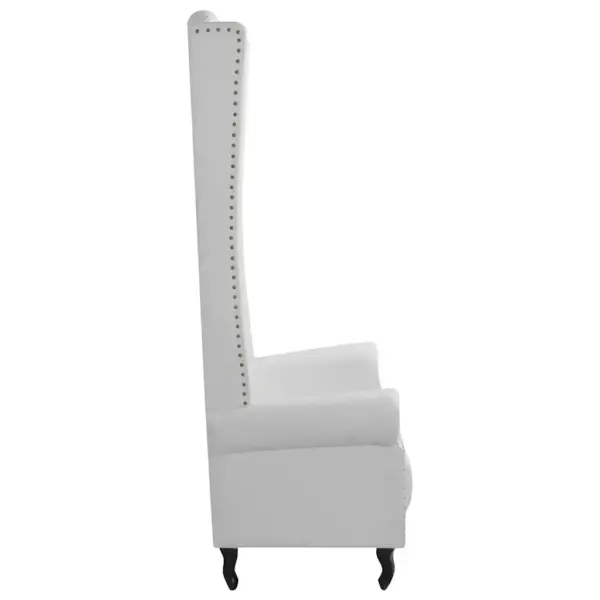 Luksuslik kõrge seljatoega tugitool kristallnööpidega, valge kunstnahk, 77 x 65 x 181 cm – 4