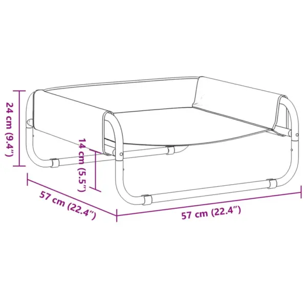 Kõrgendatud koeravoodi, antratsiithall, 600D Oxford kangas ja teras, 57 x 57 x 24 cm – 9