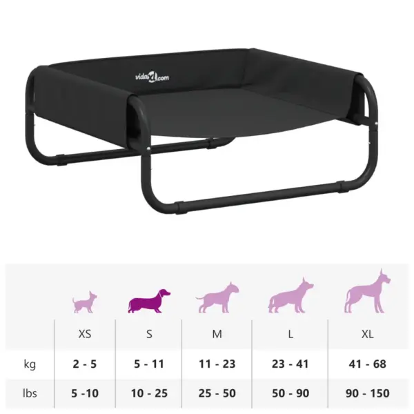Kõrgendatud koeravoodi, antratsiithall, 600D Oxford kangas ja teras, 57 x 57 x 24 cm – 10
