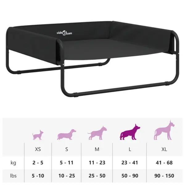 Kõrgendatud koeravoodi, antratsiithall, 85 x 85 x 33 cm, Oxford kangas ja terasraamiga – 10