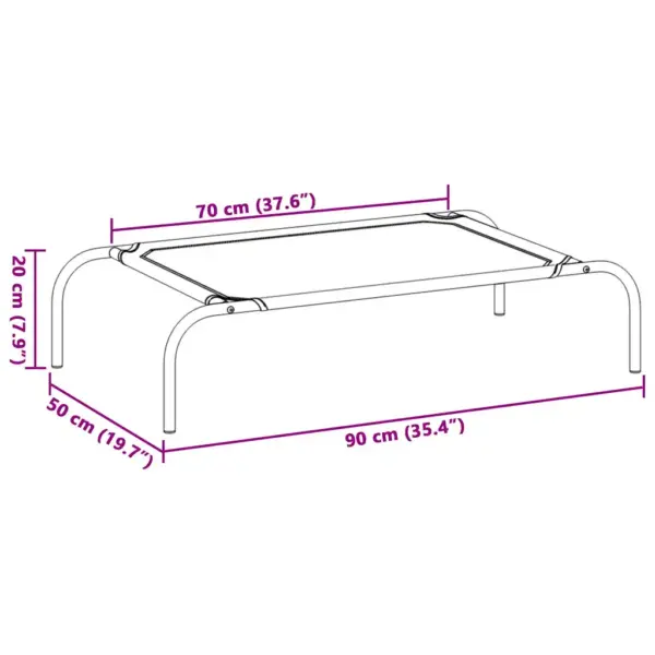Kõrgendatud koeravoodi musta textilene-võrguga, 90 x 50 x 20 cm – 8