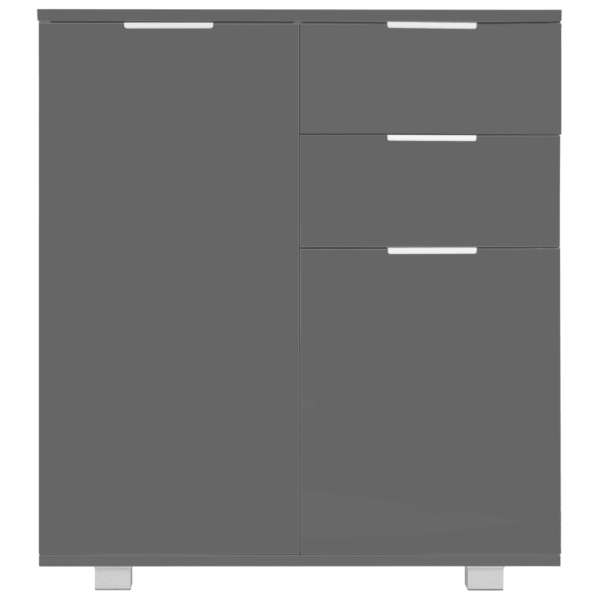 Kõrgläikega hall puhvetkapp 2 sahtli ja 2 uksega, 71 x 35 x 80 cm, tehispuit – 3