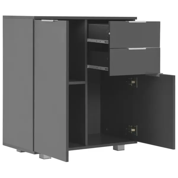 Kõrgläikega hall puhvetkapp 2 sahtli ja 2 uksega, 71 x 35 x 80 cm, tehispuit – 4