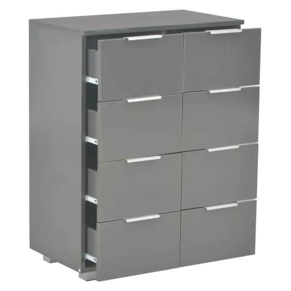 Kõrgläikega hall puhvetkapp 8 sahtliga, tehispuit, 60 x 35 x 80 cm – 6