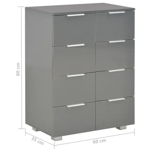 Kõrgläikega hall puhvetkapp 8 sahtliga, tehispuit, 60 x 35 x 80 cm – 9