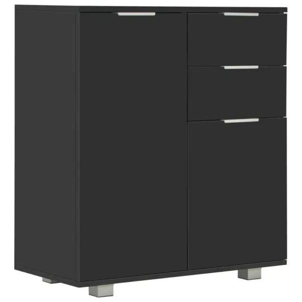Kõrgläikega must tehispuidust puhvetkapp, 2 sahtlit ja 2 ust, 71 x 35 x 80 cm – 2