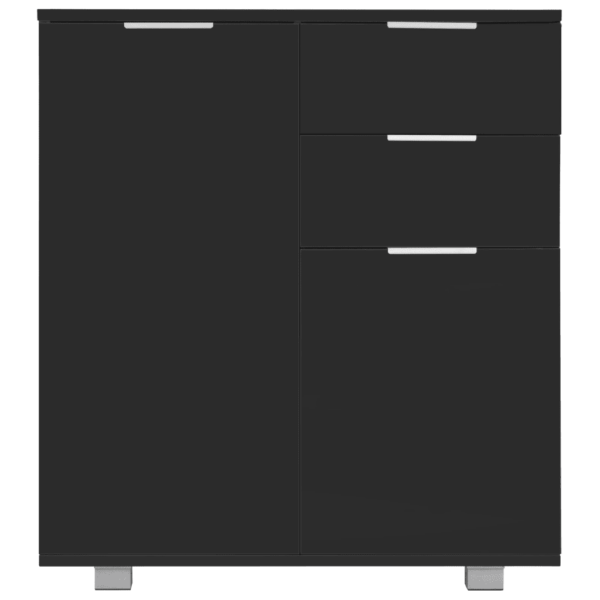 Kõrgläikega must tehispuidust puhvetkapp, 2 sahtlit ja 2 ust, 71 x 35 x 80 cm – 3