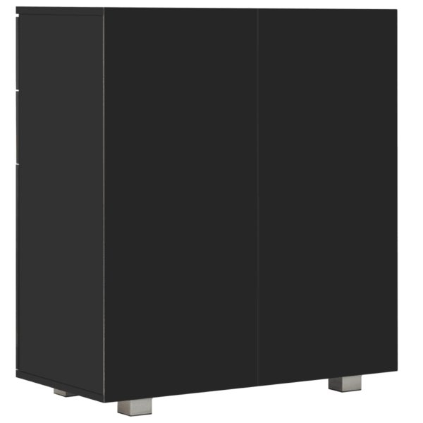 Kõrgläikega must tehispuidust puhvetkapp, 2 sahtlit ja 2 ust, 71 x 35 x 80 cm – 5