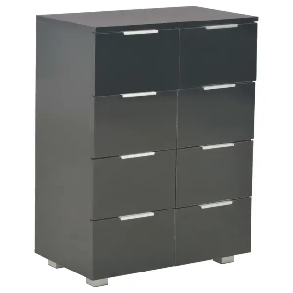 Kõrgläikega must puhvetkapp, 8 sahtliga, 60 x 35 x 80 cm – 2