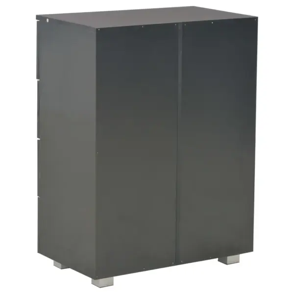 Kõrgläikega must puhvetkapp, 8 sahtliga, 60 x 35 x 80 cm – 5