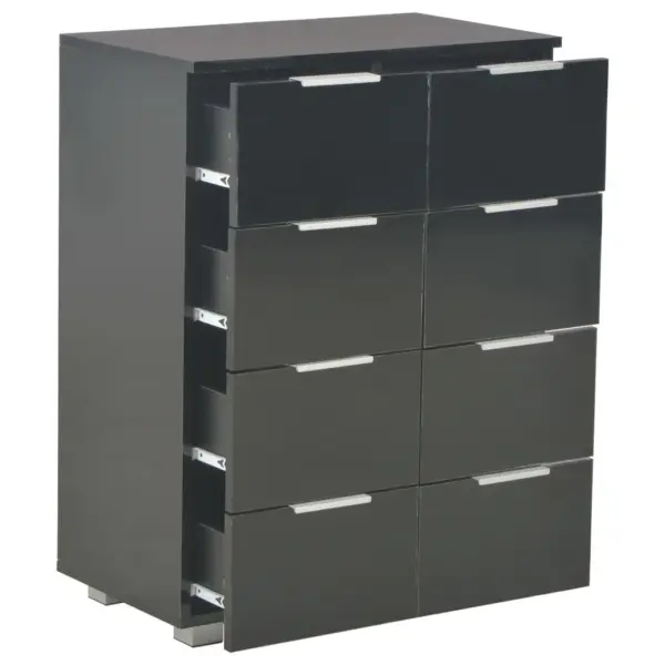 Kõrgläikega must puhvetkapp, 8 sahtliga, 60 x 35 x 80 cm – 6