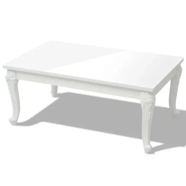 Kõrgläikega valge ristkülikukujuline kohvilaud, MDF, 100 x 60 x 42 cm - 2