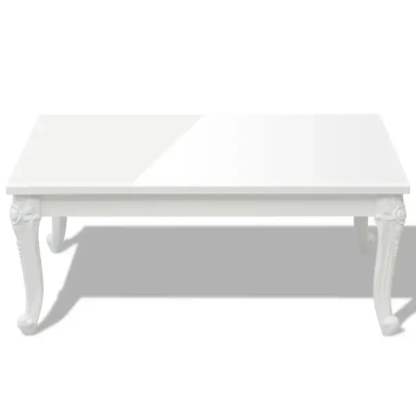Kõrgläikega valge ristkülikukujuline kohvilaud, MDF, 100 x 60 x 42 cm - 3
