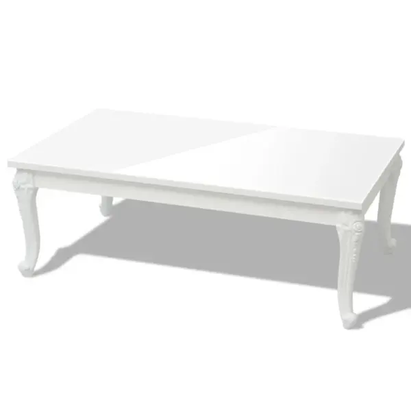Kõrgläikega valge ristkülikukujuline kohvilaud, MDF, 115 x 65 x 42 cm - 2