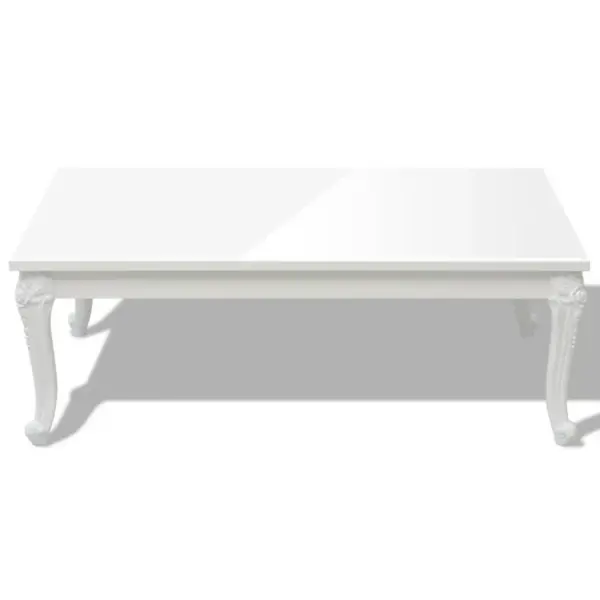 Kõrgläikega valge ristkülikukujuline kohvilaud, MDF, 115 x 65 x 42 cm - 3