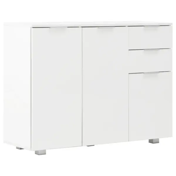 Kõrgläikega valge puhvetkapp 2 sahtli ja 3 uksega, 107 x 35 x 80,5 cm – 2
