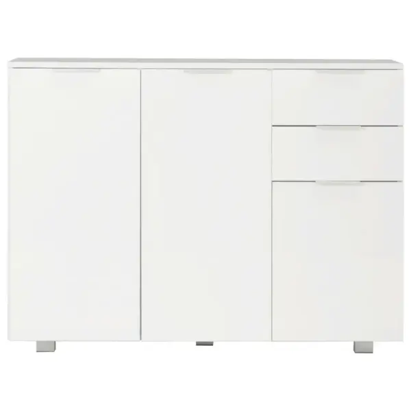 Kõrgläikega valge puhvetkapp 2 sahtli ja 3 uksega, 107 x 35 x 80,5 cm – 3