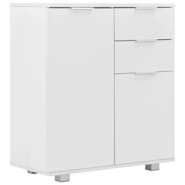 Kõrgläikega valge puhvetkapp 2 sahtli ja 2 uksega, tehispuit, 71 x 35 x 80 cm – 2