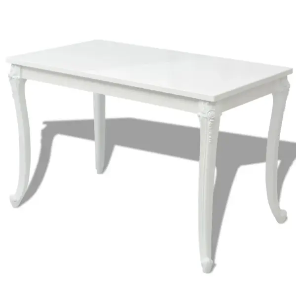 Söögilaud kõrgläikega valge MDF lauaplaadi ja plastjalgadega, 116 x 66 x 76 cm – 2