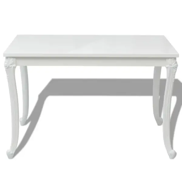 Söögilaud kõrgläikega valge MDF lauaplaadi ja plastjalgadega, 116 x 66 x 76 cm – 3