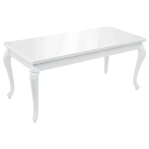 Kõrgläikega valge söögilaud MDF-lauaplaadi ja plastist jalgadega, 179 x 89 x 81 cm - 2