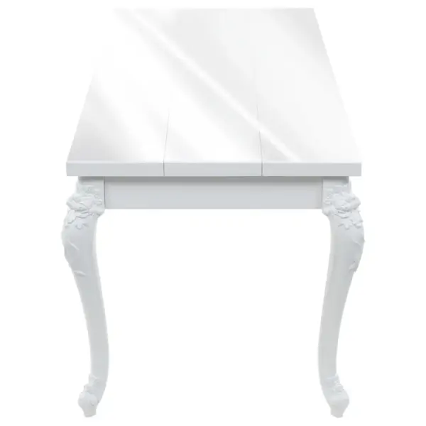 Kõrgläikega valge söögilaud MDF-lauaplaadi ja plastist jalgadega, 179 x 89 x 81 cm - 4