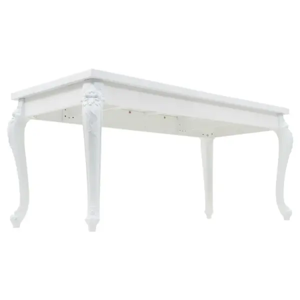 Kõrgläikega valge söögilaud MDF-lauaplaadi ja plastist jalgadega, 179 x 89 x 81 cm - 5