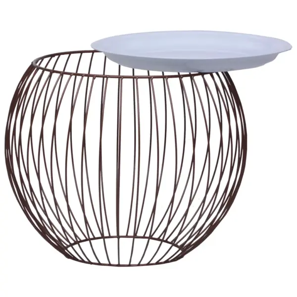 Korvdisainiga kohvilaud hoiukorviga, kuldne, Ø 51 cm - 2