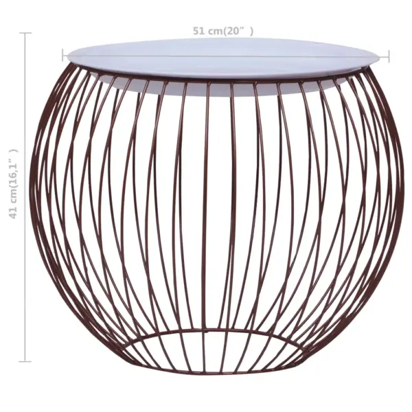 Korvdisainiga kohvilaud hoiukorviga, kuldne, Ø 51 cm - 6