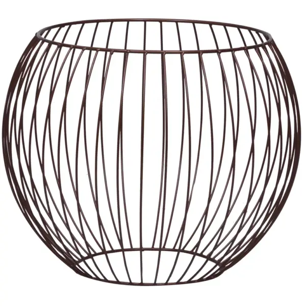 Korvdisainiga kohvilaud hoiukorviga, kuldne metallraam ja valge MDF-pealne, Ø 41 x 33 cm - 3