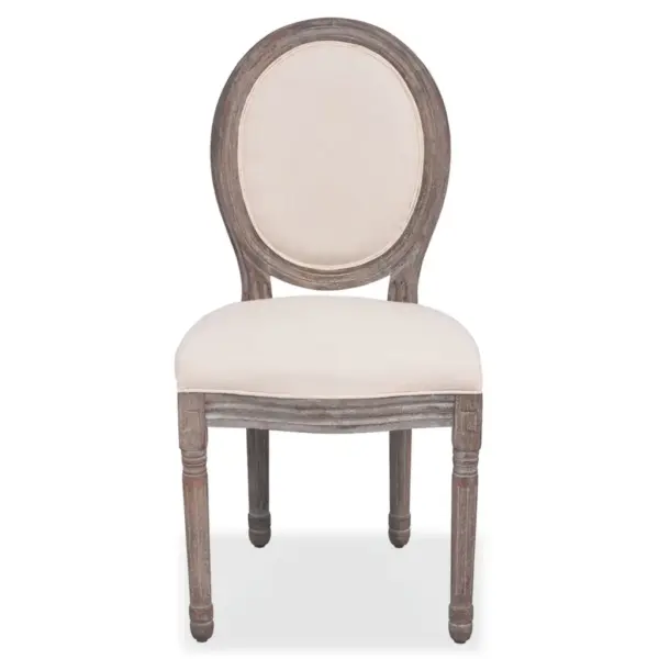 Söögitoolid 6 tk, kreemjas, linase katte ja kasepuidust raamiga, 50 x 56 x 95,5 cm – 3