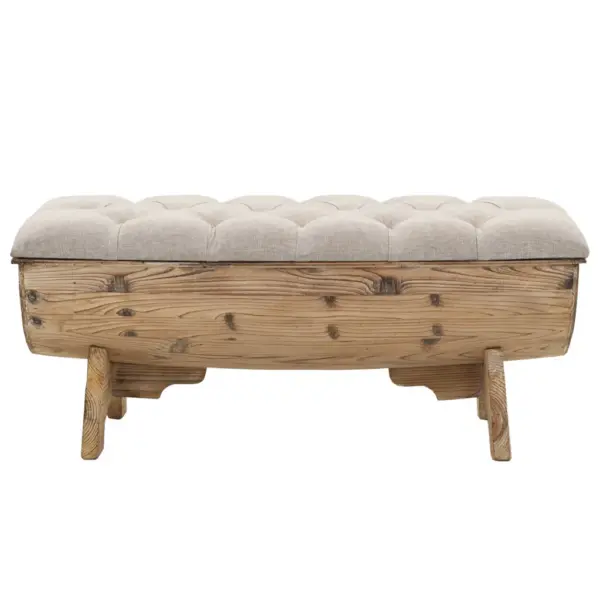 Maalähedane hoiupink kuusepuidust ja kangast, kreemjas/pruun, 103 x 51 x 44 cm – 4