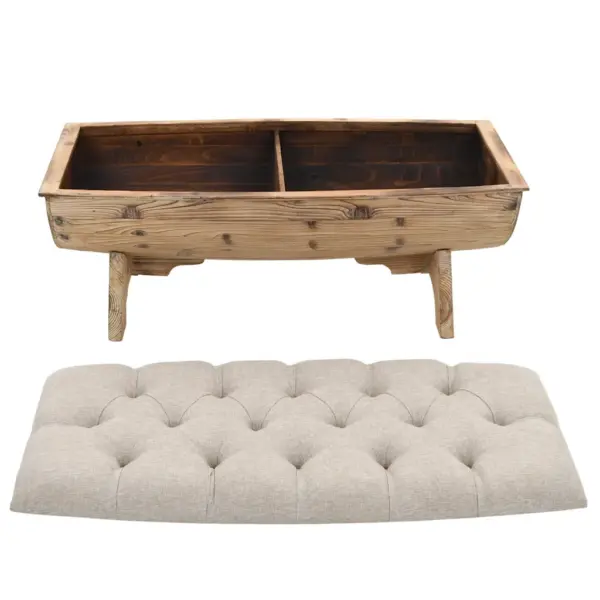 Maalähedane hoiupink kuusepuidust ja kangast, kreemjas/pruun, 103 x 51 x 44 cm – 6
