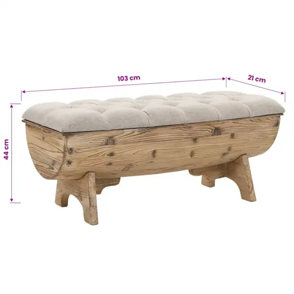 Maalähedane hoiupink kuusepuidust ja kangast, kreemjas/pruun, 103 x 51 x 44 cm – 10