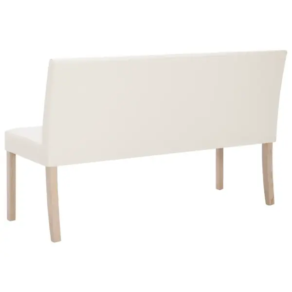 Polsterdatud esikupink seljatoega, kreemjas kunstnahk, männipuidust raam, 139,5 cm – 4