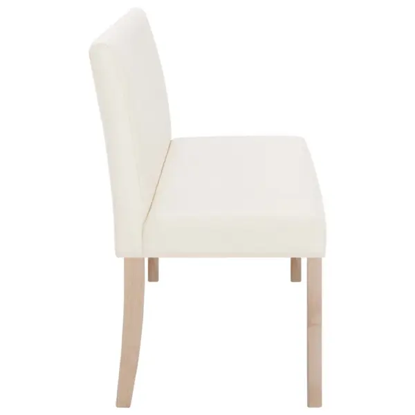 Polsterdatud esikupink seljatoega, kreemjas kunstnahk, männipuidust raam, 139,5 cm – 5