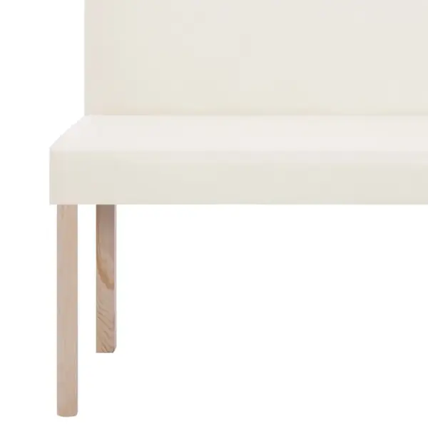 Polsterdatud esikupink seljatoega, kreemjas kunstnahk, männipuidust raam, 139,5 cm – 6
