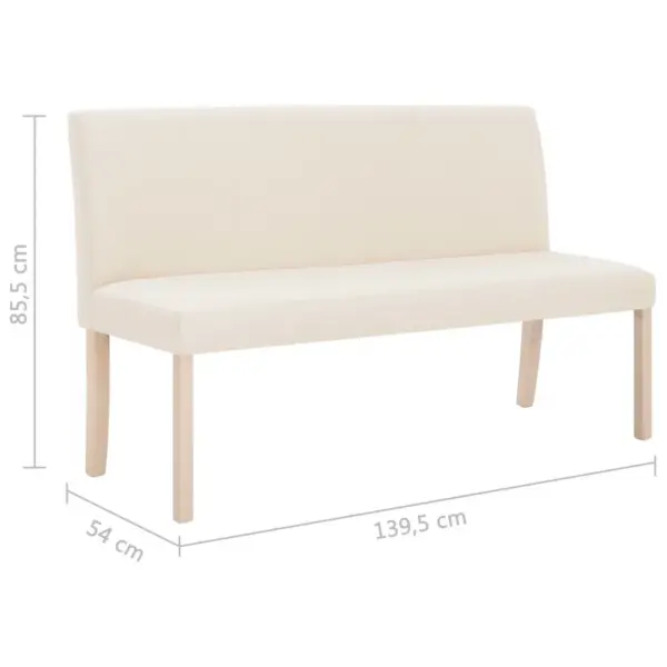 Kreemjas polsterdatud esikupink naturaalset tooni männipuidust raamiga, 139,5 cm – 8
