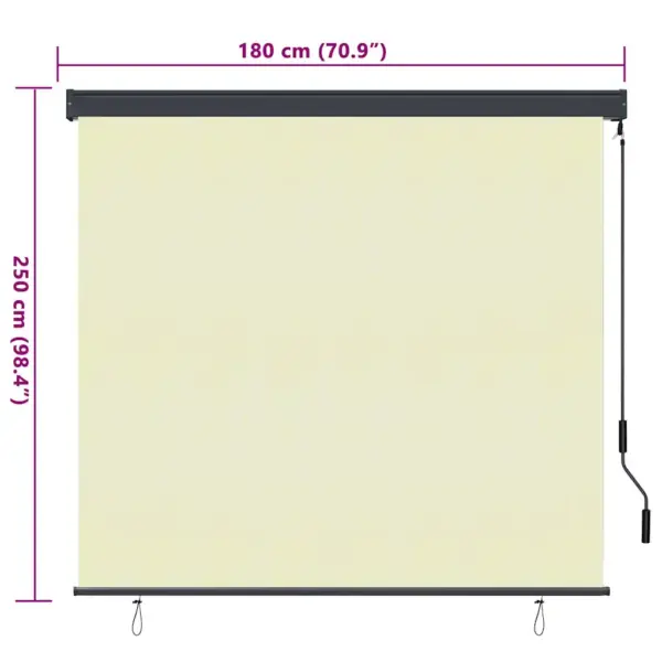 Kreemjas välikardin rulookardin, 180 x 250 cm, kangast ja alumiiniumist, laekinnitusega – 8