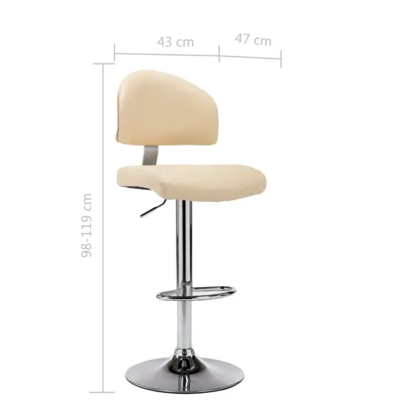 Kreemjasvalge baaripukk seljatoega, kunstnahk, gaasitõste ja 360° pöördega, 43 x 47 x 98–119 cm – 7
