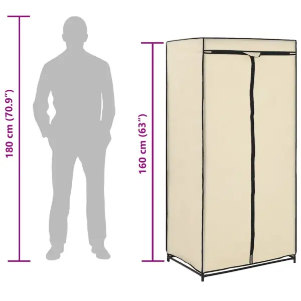 Kangast riidekapp lukuga, kreemjasvalge, 75 x 50 x 160 cm – 10